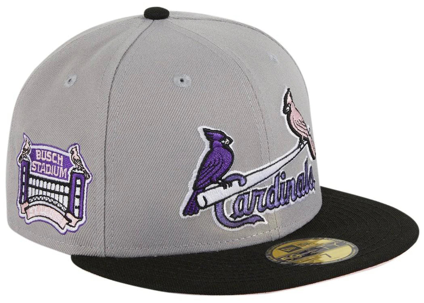 New Era St Louis Cardinals Fuji Busch Stadium Patch Jersey Hat Club Exclusive 59Fifty Fitted Hat Grey/Black