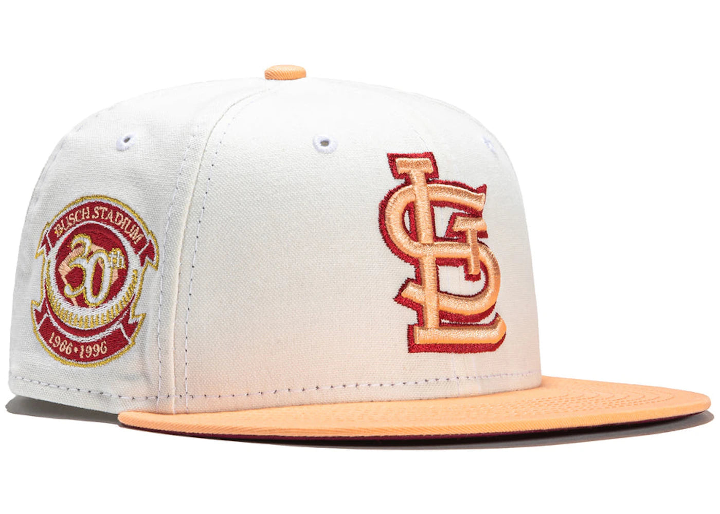 New Era St Louis Cardinals Monaco 30th Anniversary Stadium Patch Hat Club Exclusive 59Fifty Fitted Hat Stone/Peach