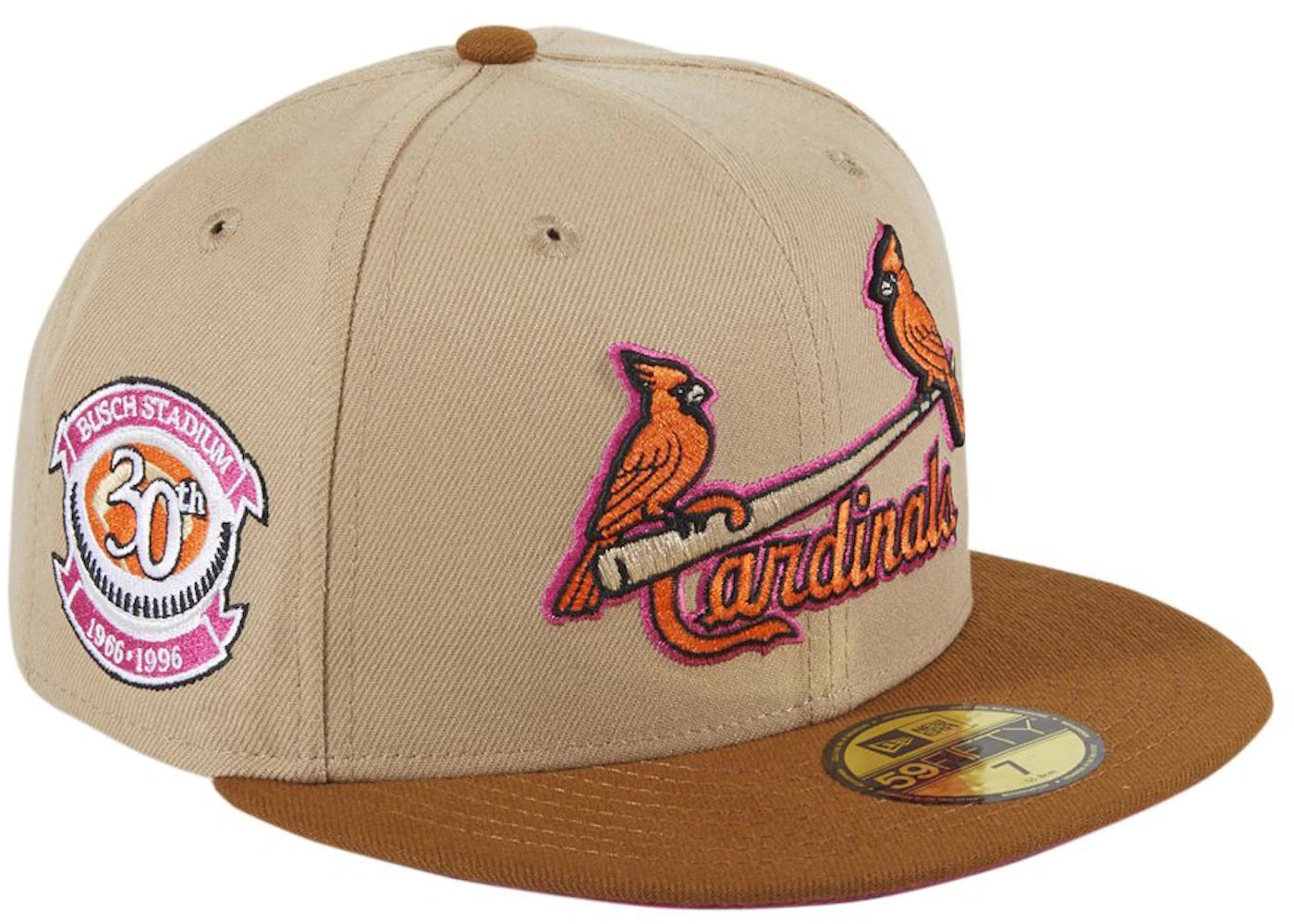 New Era St Louis Cardinals PBJ 30th Anniversary Patch Jersey Hat Club Exclusive 59Fifty Fitted Hat Tan/Brown