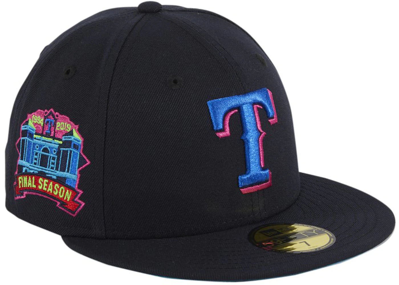 New Era Texas Rangers Cyberpunks Final Season Patch Hat Club Exclusive 59Fifty Fitted Hat Navy