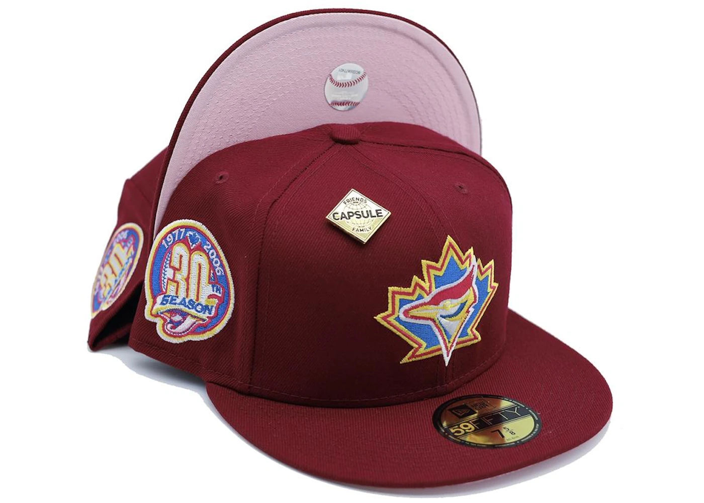 New Era Toronto Blue Jays 50k Friends and Family 30th Season Capsule Hats Exclusive 59Fifty Fitted Hat Red/Pink