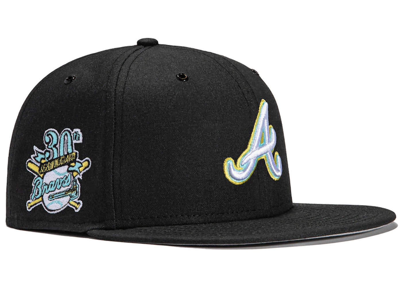 New Era x Hat Club Exclusive Aux Pack Vinyl Atlanta Braves 30th Anniversary Patch 59Fifty Fitted Hat Black