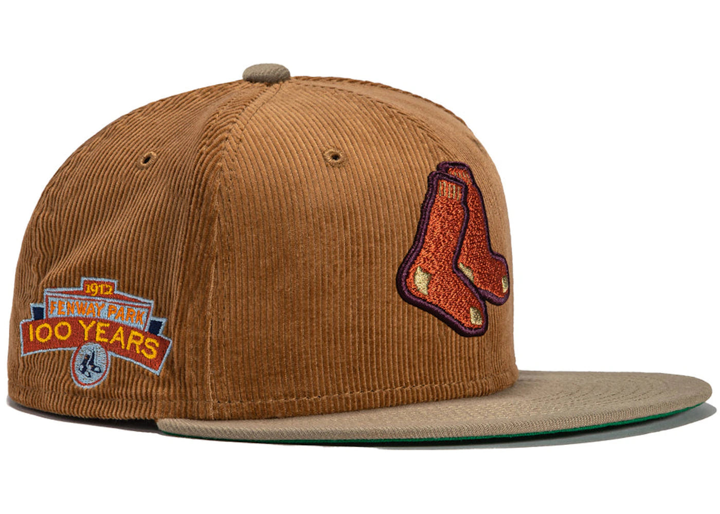 New Era x Hat Club Exclusive Cord Dream Boston Red Sox Fenway Park Patch 59Fifty Fitted Hat Khaki