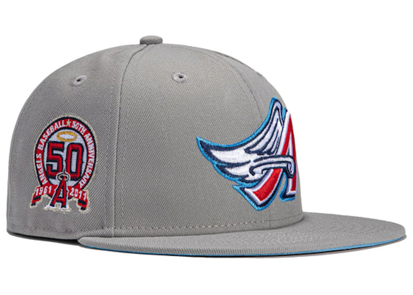 New Era x Hat Club Exclusive Grey OTC Los Angeles Angels 50th Anniversary Patch 59Fifty Fitted Hat Grey