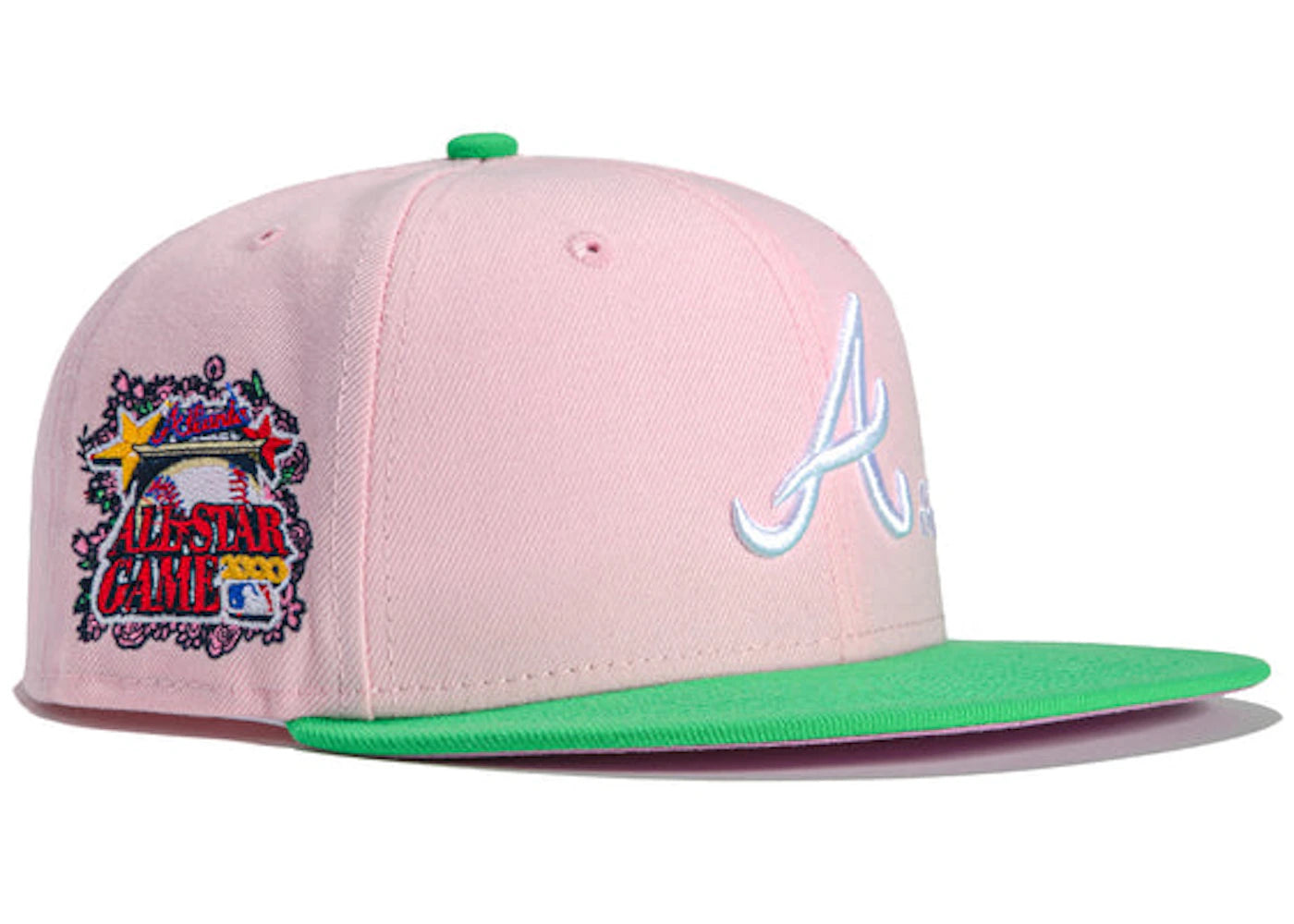 New Era x Hat Club Exclusive Jae Tips Forever Atlanta Braves 2000 All Star Game Patch 59Fifty Fitted Hat Pink/Lime Green