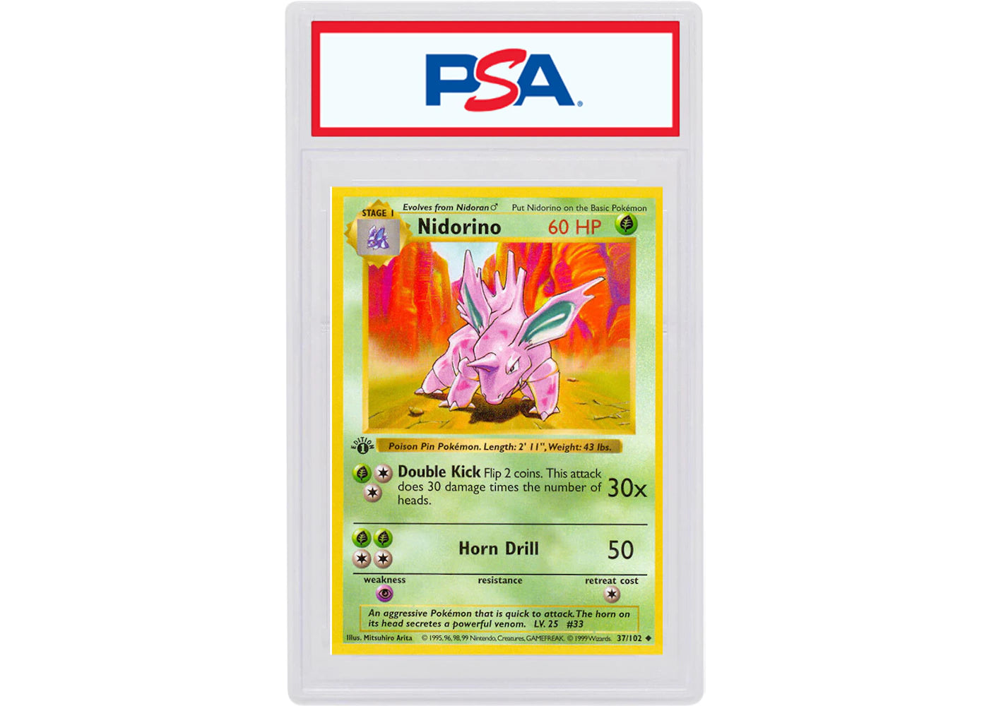 Nidorino 1999 Pokemon TCG Base Set 1st Edition #37/102 (PSA or BGS Graded)