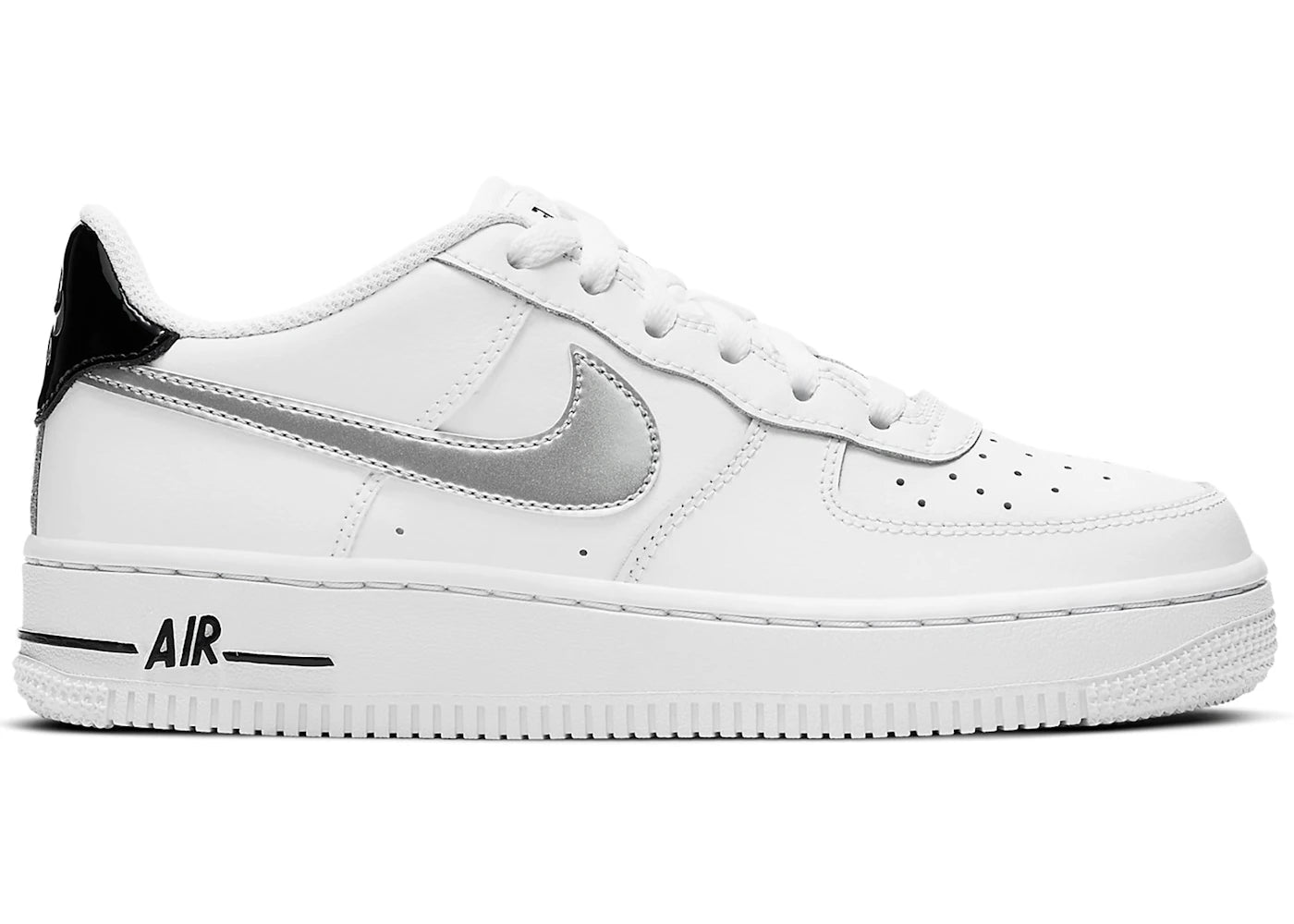 Nike Air Force 1 Low White Black Metallic Silver (GS)