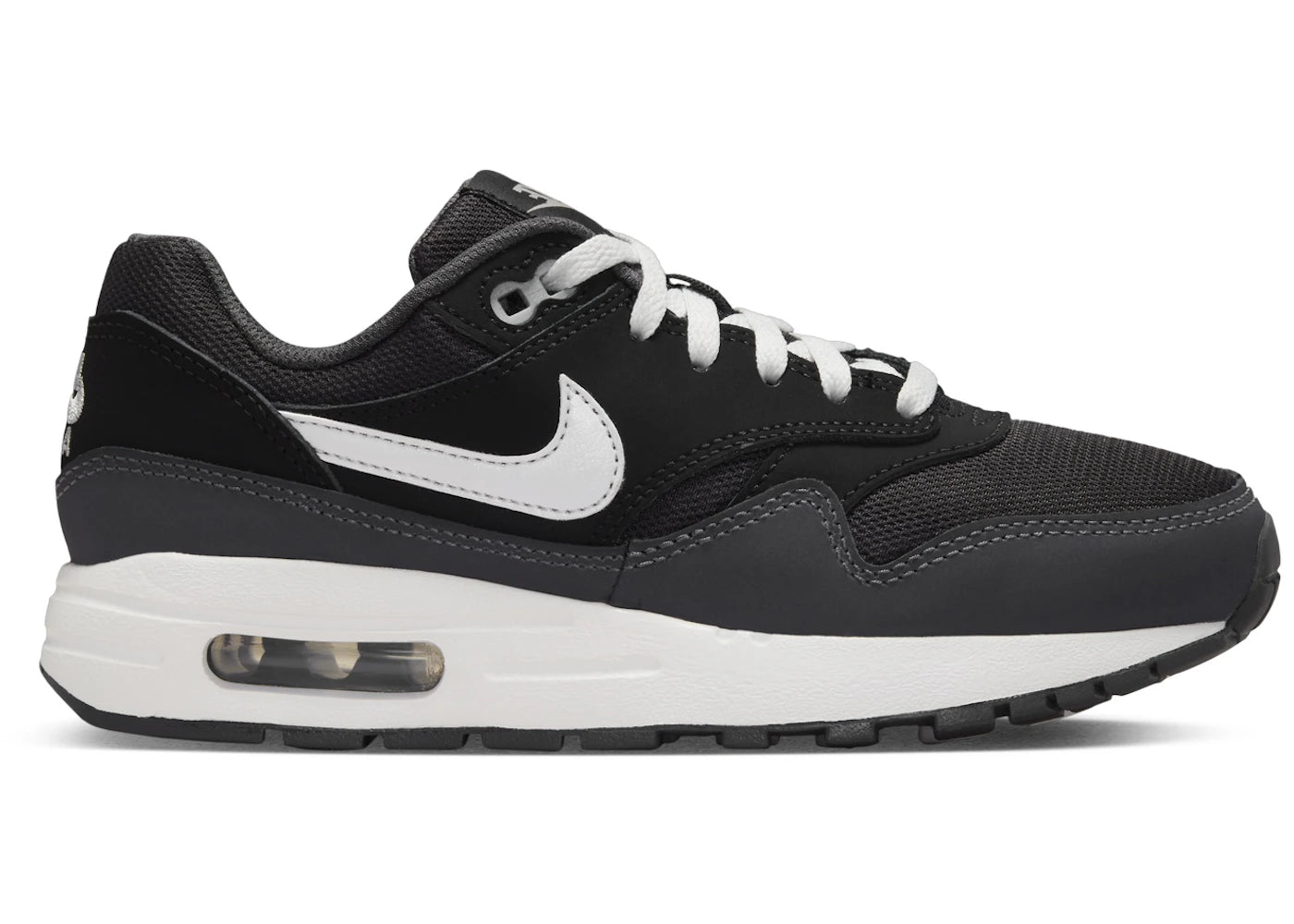 Nike Air Max 1 Black Anthracite Metallic Silver White (GS)