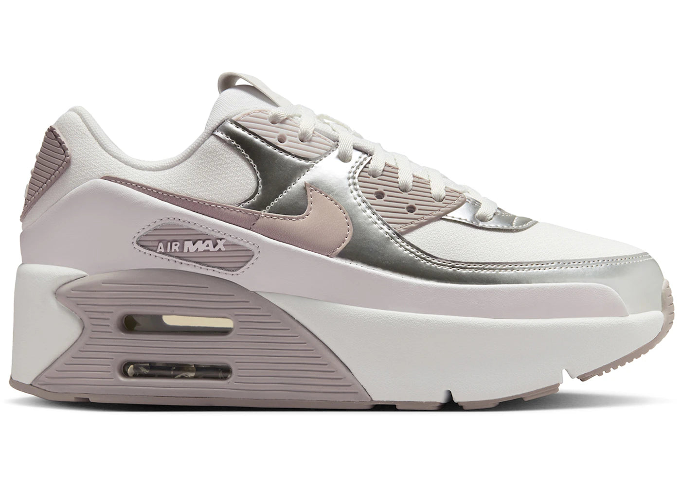 Nike Air Max 90 LV8 Summit White Vast Grey Metallic Platinum College Grey (Women's)
