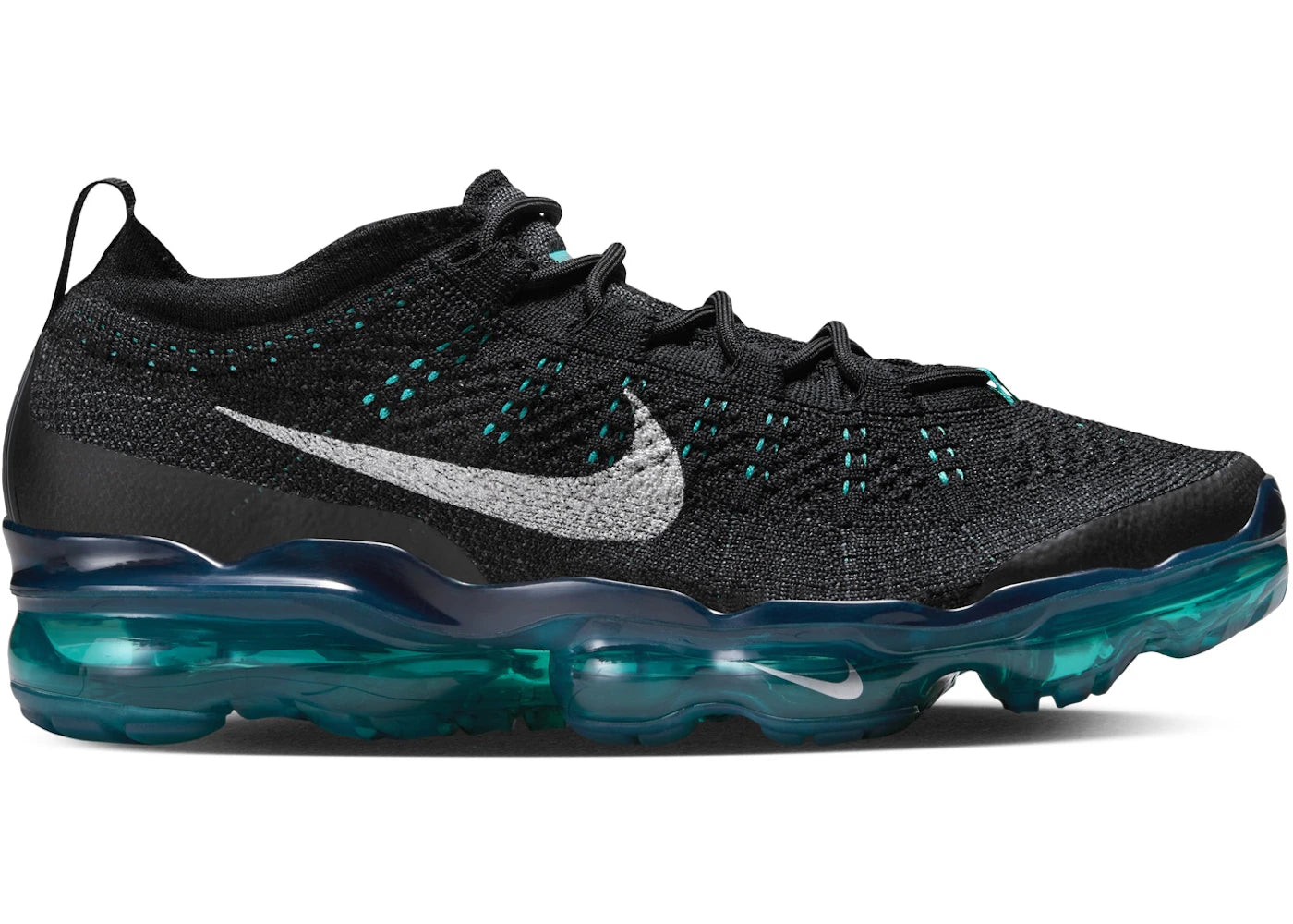 Nike Air VaporMax 2023 Flyknit Black Rapid Teal Aquamarine Metallic Silver (Women's)