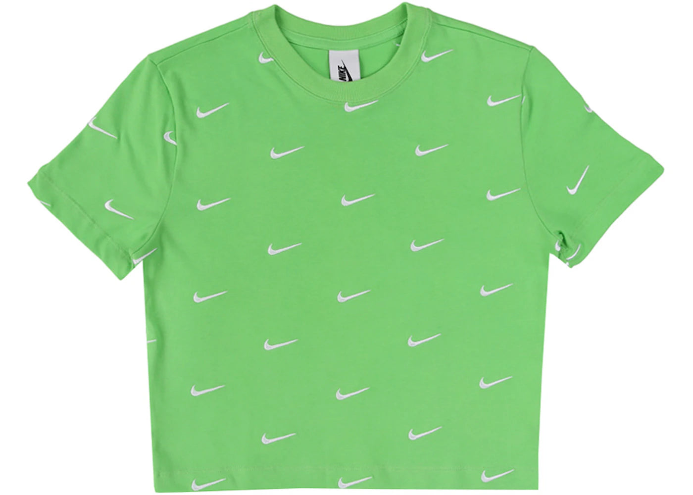 Nike All Over Swoosh Logo Cropped T-shirt Green Nebula