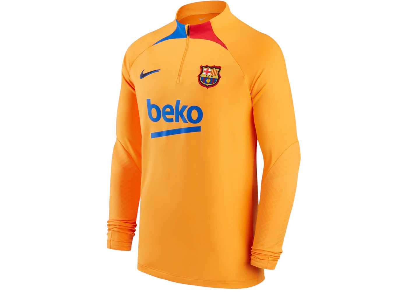 Nike Barcelona 2021/22 Strike Drill Raglan Quarter-Zip Long Sleeve Top Orange