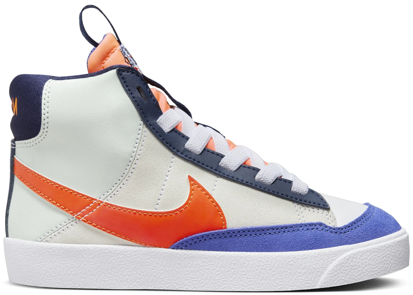 Nike Blazer Mid '77 SE White Light Silver Midnight Navy Team Orange (PS)