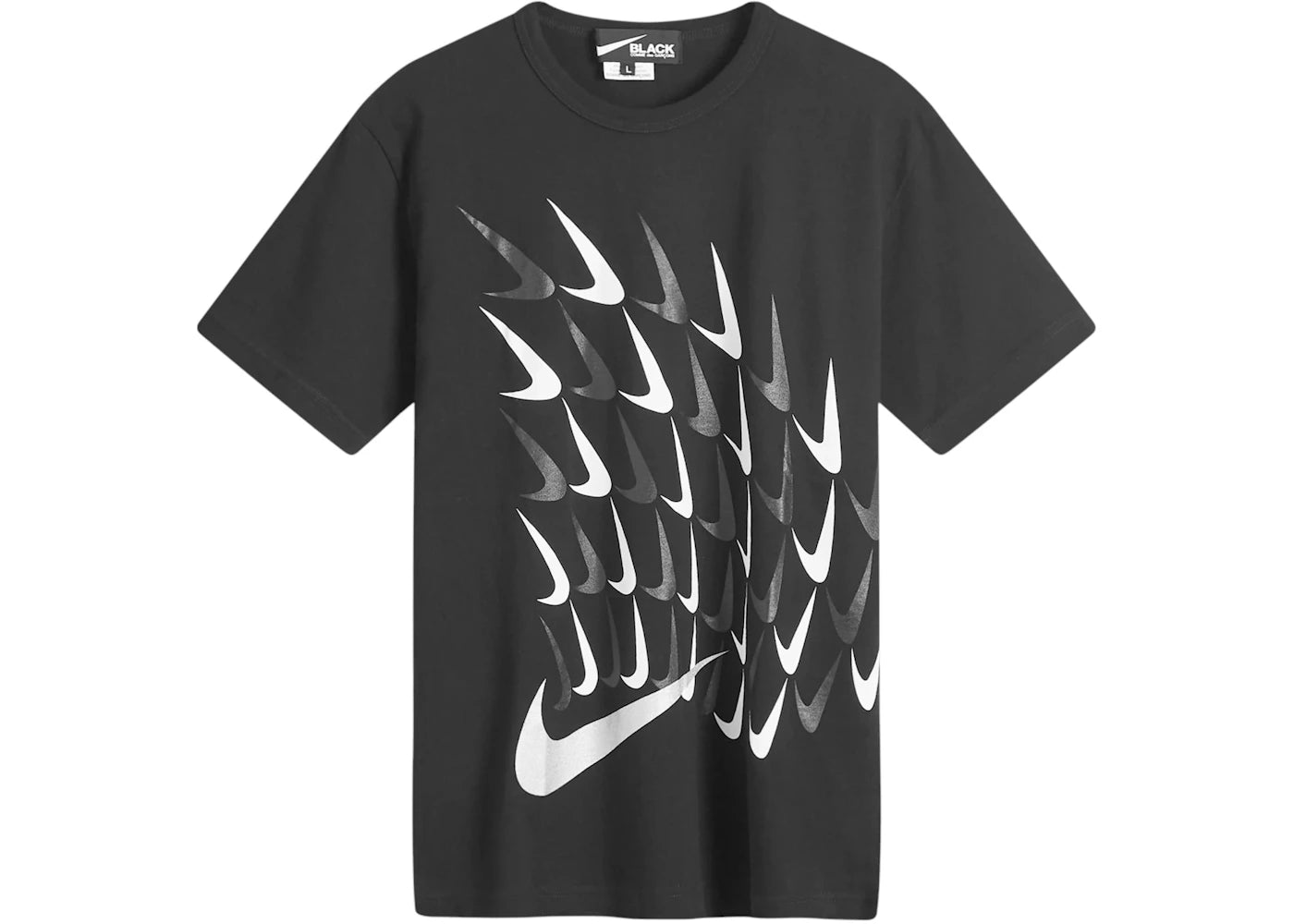 Nike Comme des Garcons Black Vertical Swoosh Print T-shirt Black
