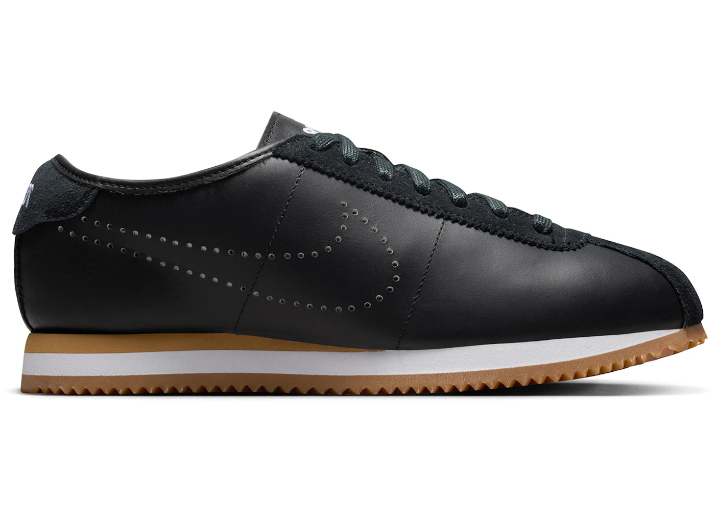 Nike Cortez Leather Black White Gum Perforated Swoosh (Women's)