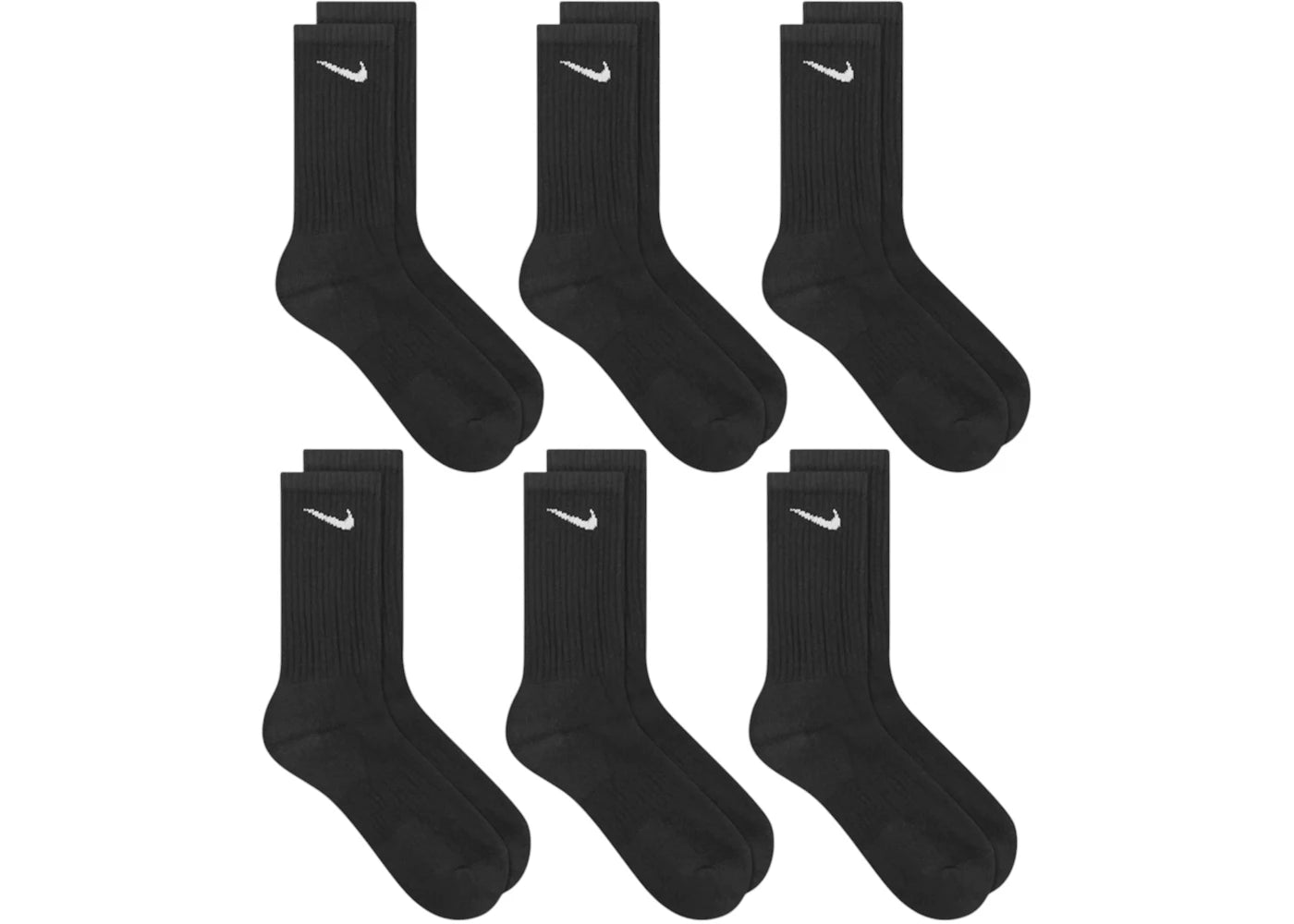 Nike Cotton Cushion Crew Socks (6 Pack) Black/White