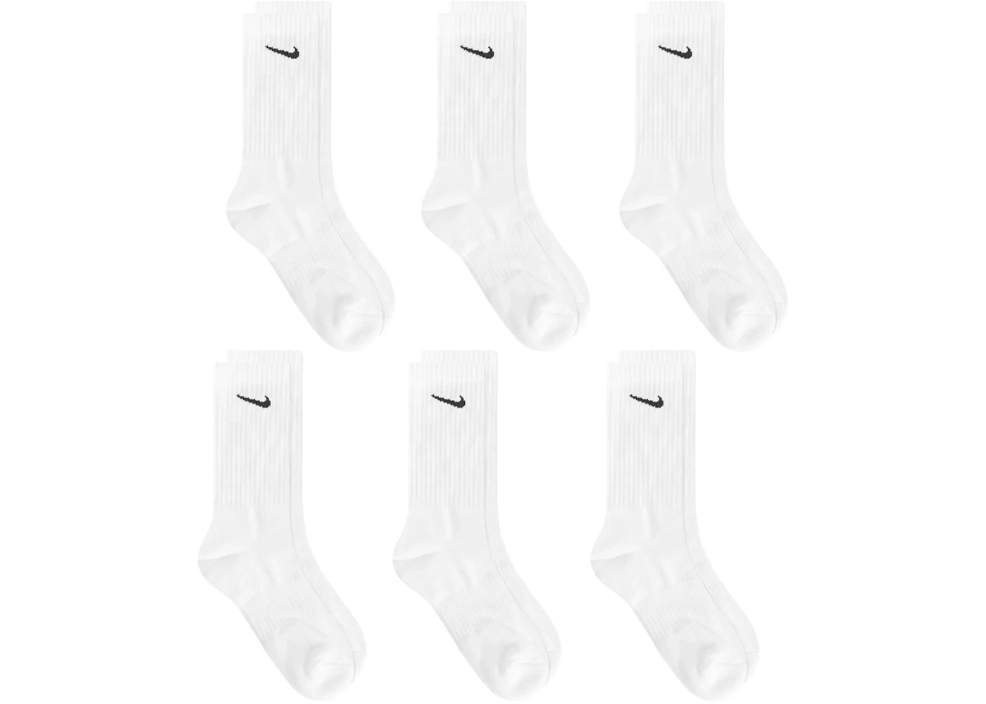 Nike Cotton Cushion Crew Socks (6 Pack) White/Black