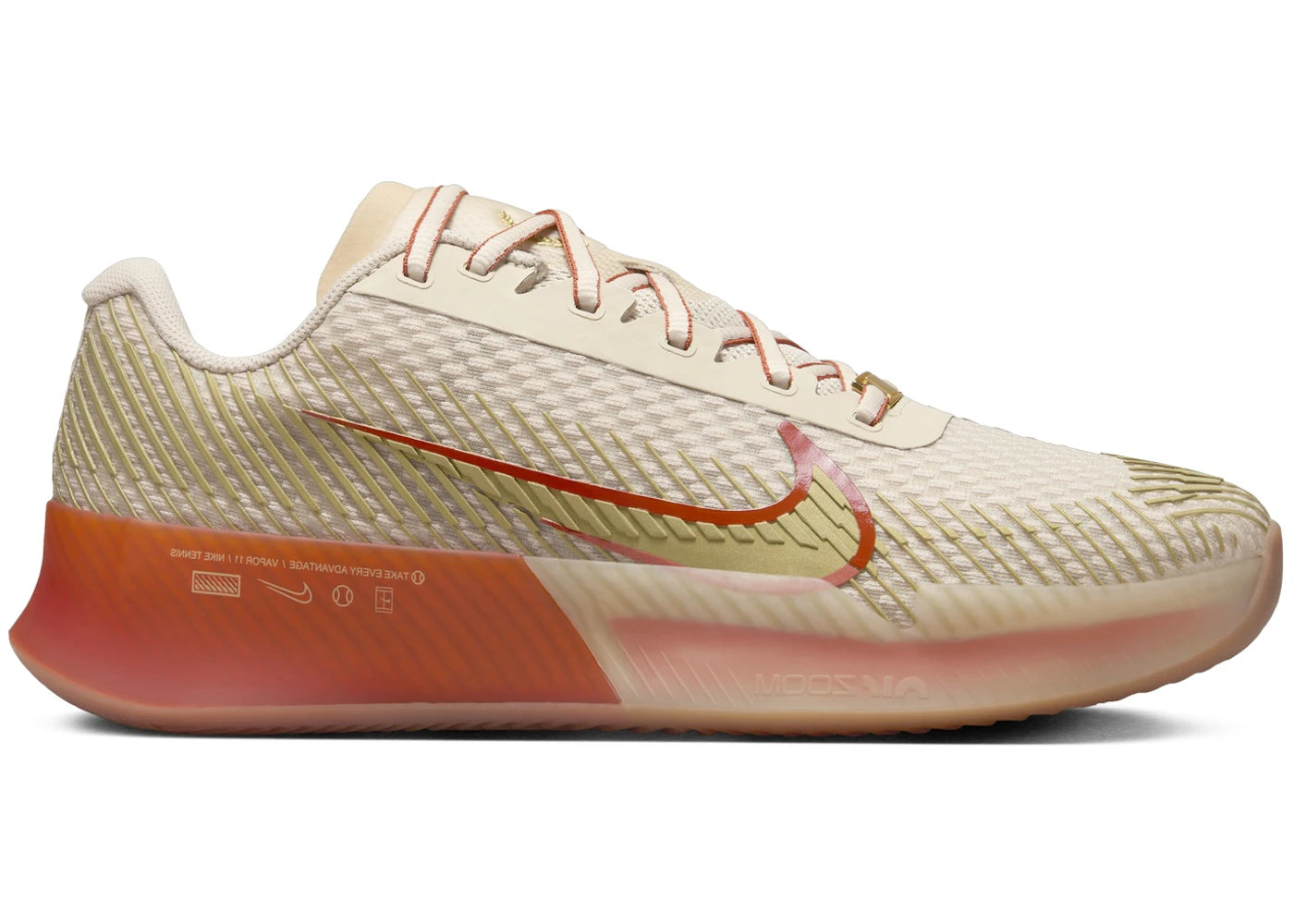 Nike Court Air Zoom Vapor 11 Clay Premium Sanddrift Rust Factor Gum Medium Brown Metallic Gold (Women's)