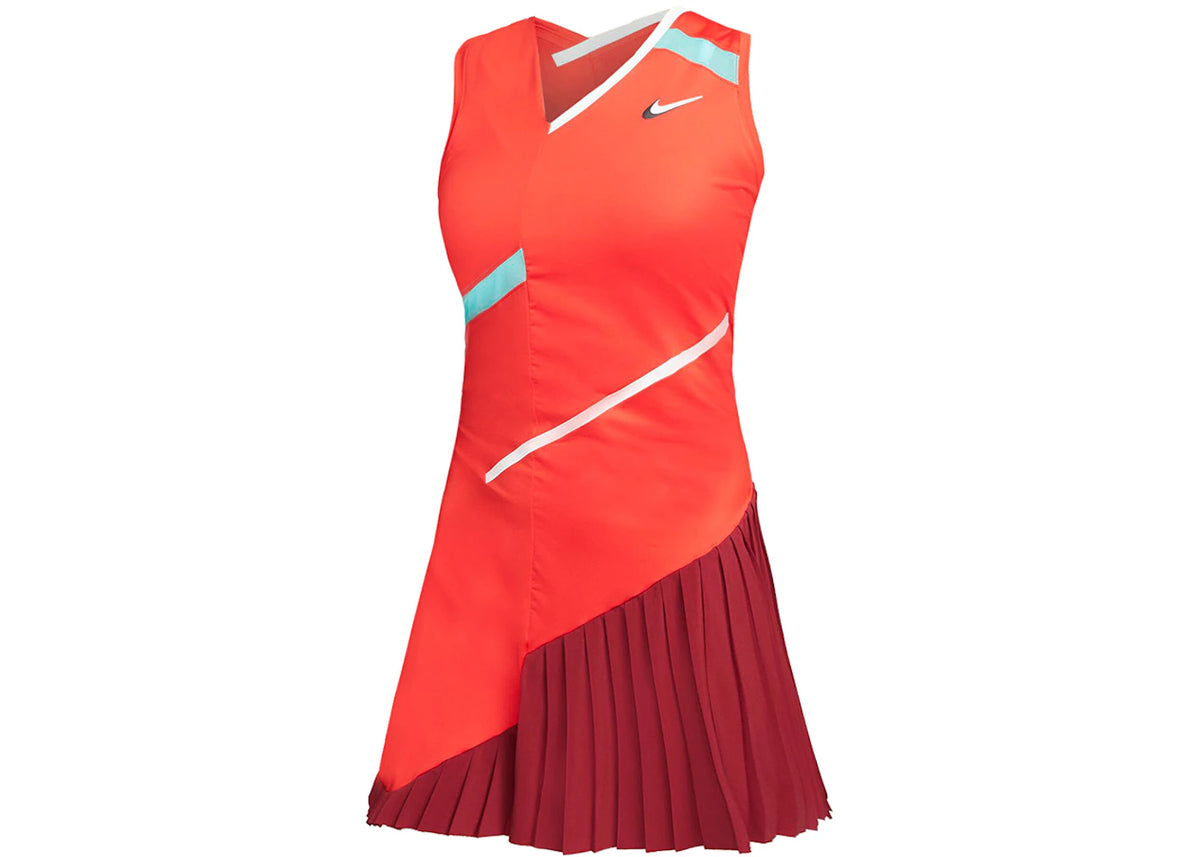 Nike Court Dri-Fit Pleated Ruffle Tennis Dress Pomegranate