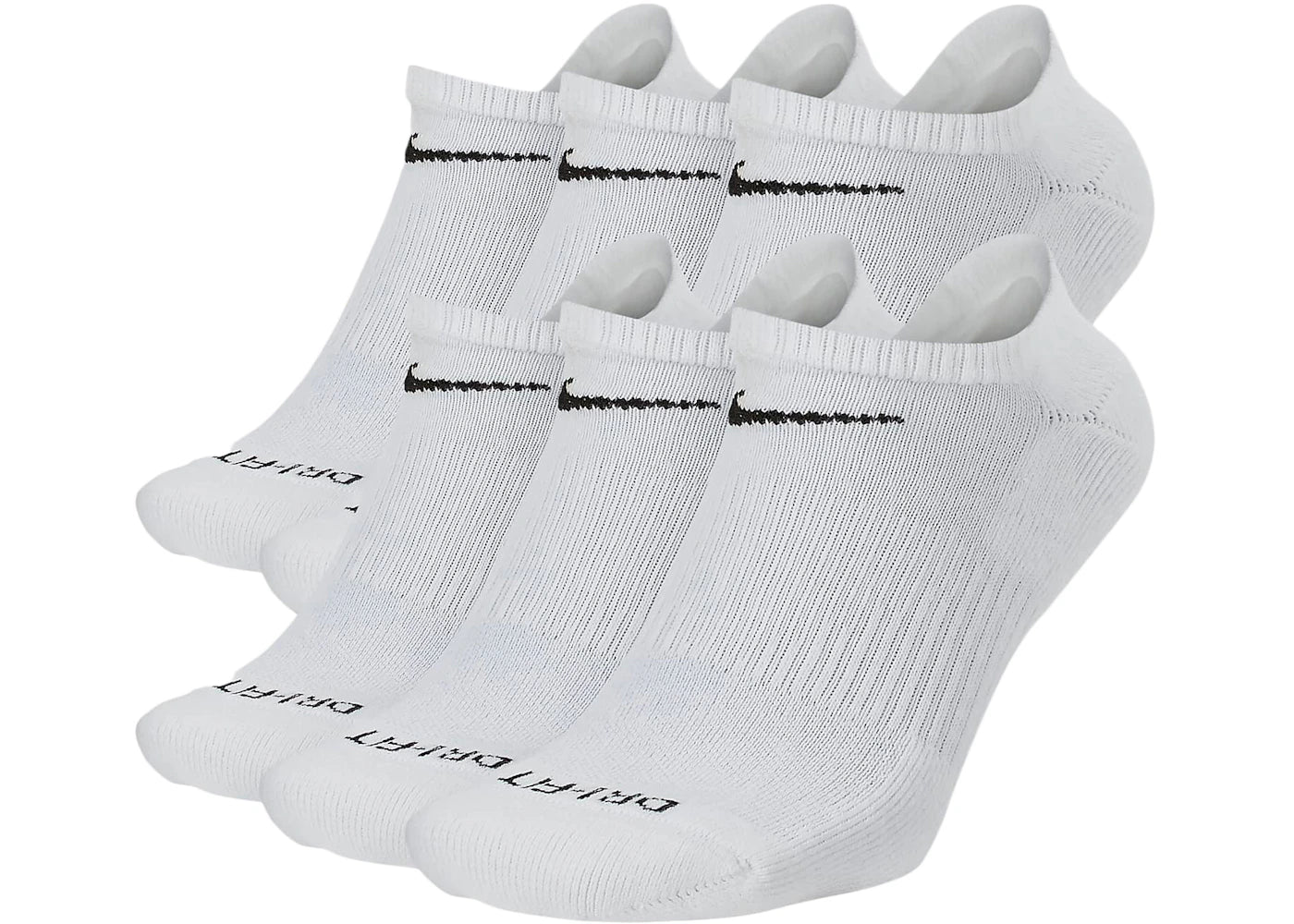 Nike Everyday Plus Cushioned No-Show Socks (6 Pairs) White