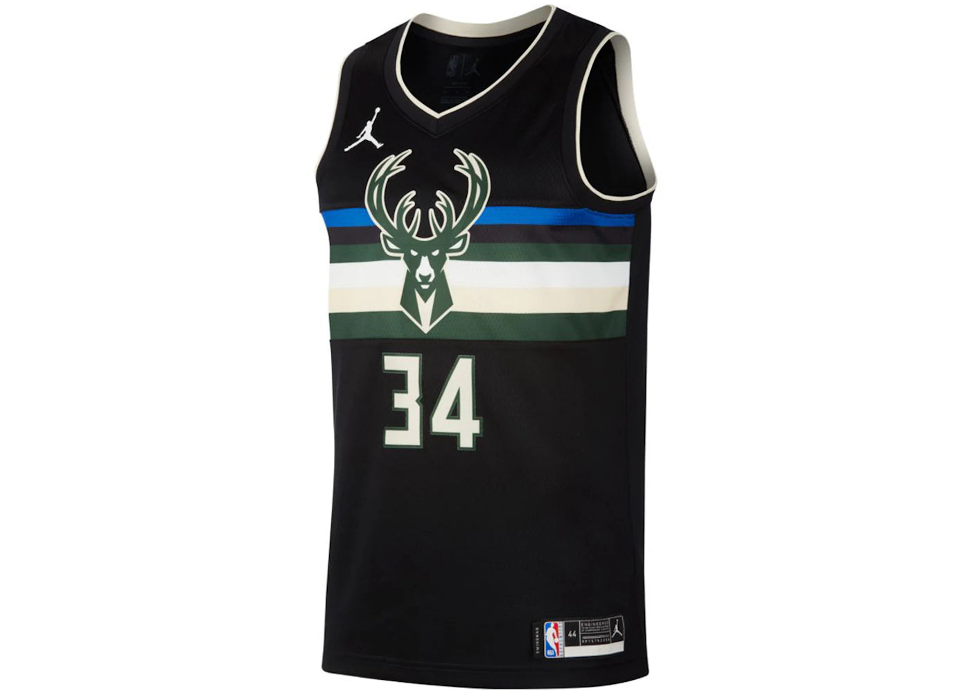 Nike Giannis Antetokounmpo Bucks Statement Jersey Core Black/Cargo Khaki/Cloud White