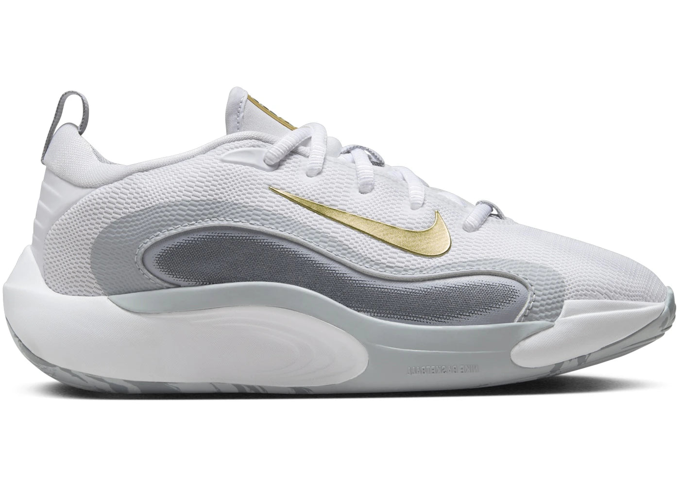 Nike IsoFly White Cool Grey Wolf Grey Metallic Gold Star (GS)