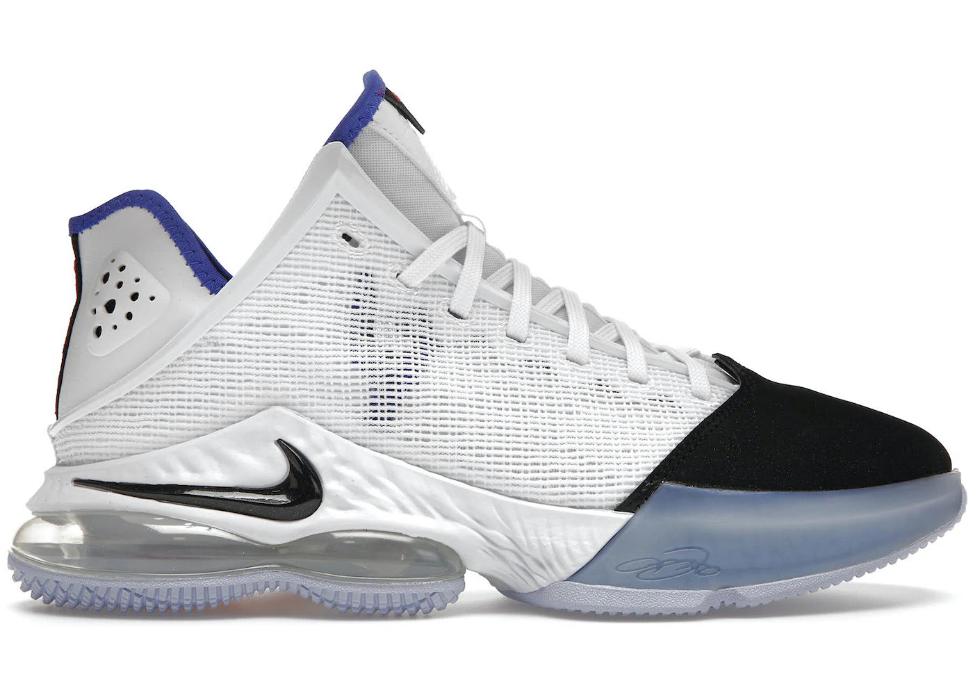 Nike LeBron 19 Low White Medium Blue Siren Red Black