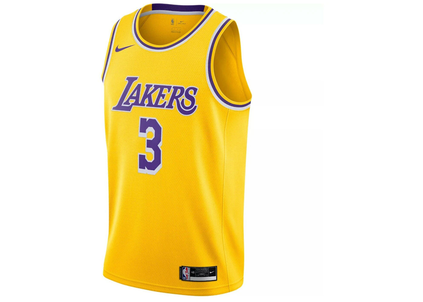 Nike NBA Anthony Davis LA Lakers Icon Edition 2020 Jersey Yellow