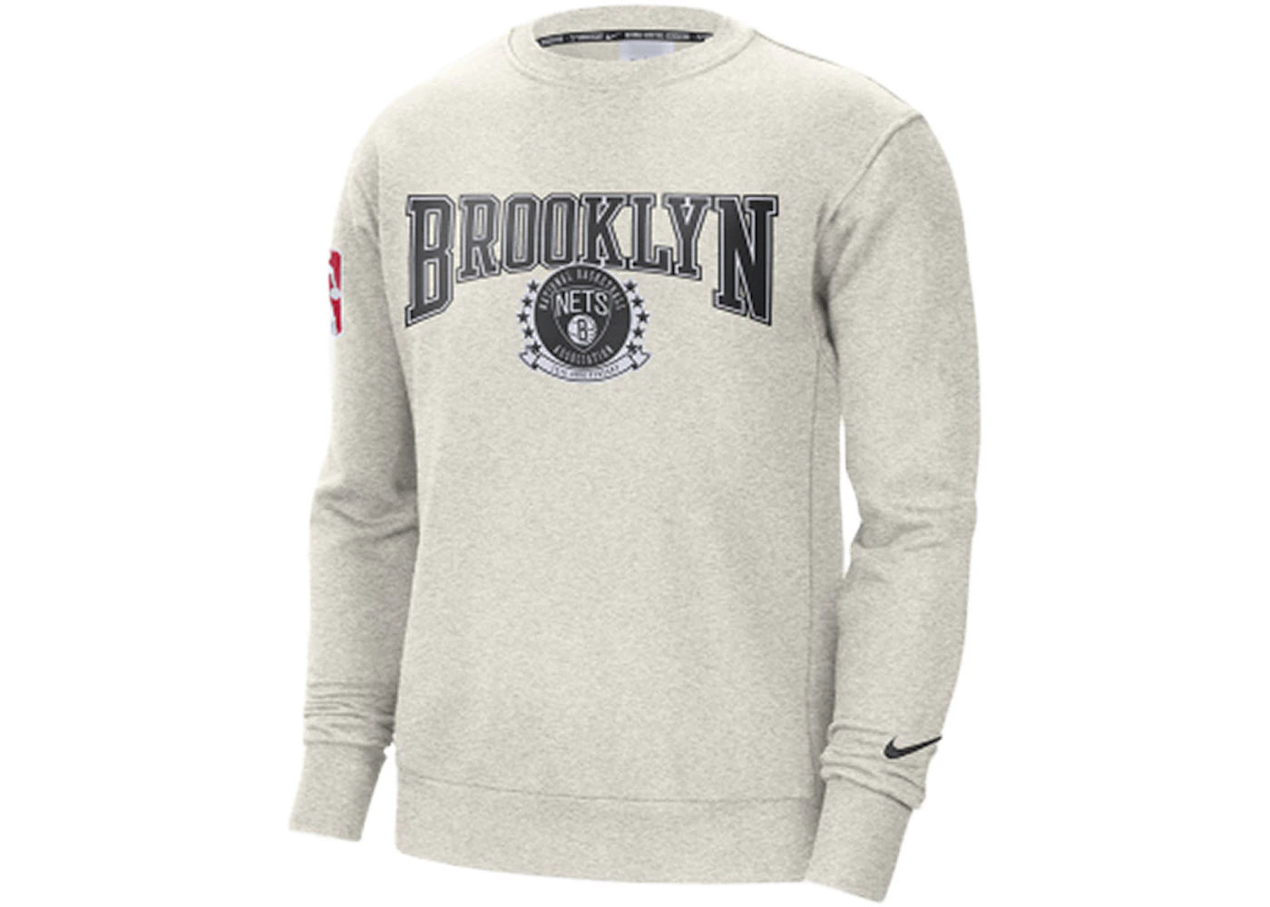 Nike NBA Brooklyn Nets Courtside Fleece Crew Sweatshirt Birch Heather