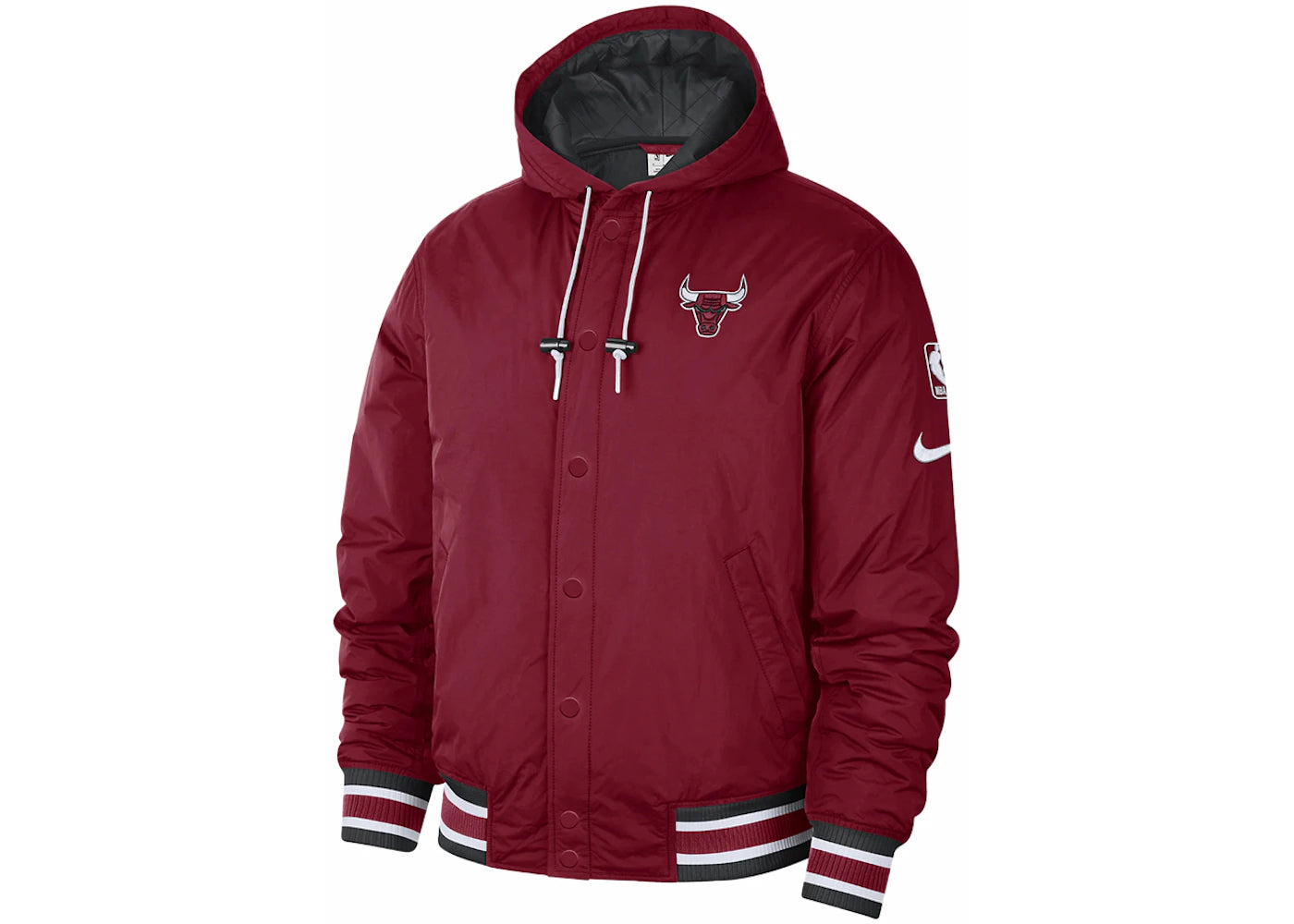 Nike NBA Chicago Bulls Courtside City Ediotion Full-Snap Loose Fit Jacket Dark Red/White/Black