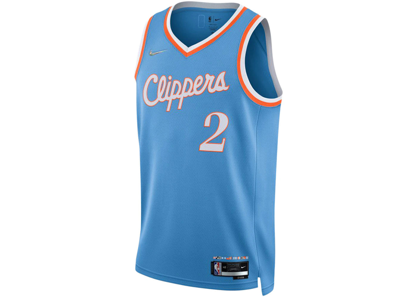 Nike NBA Los Angeles Clippers Kawhi Leonard Maillot City Edition Mixtape Swingman Jersey Light Blue/Orange