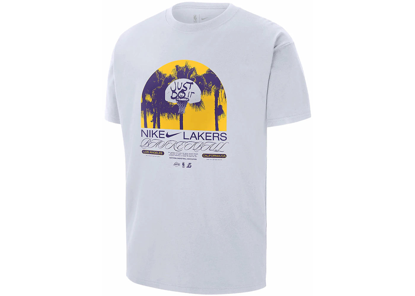 Nike NBA Los Angeles Lakers Courtside Max 90 Loose Fit T-shirt White/Purple/Yellow