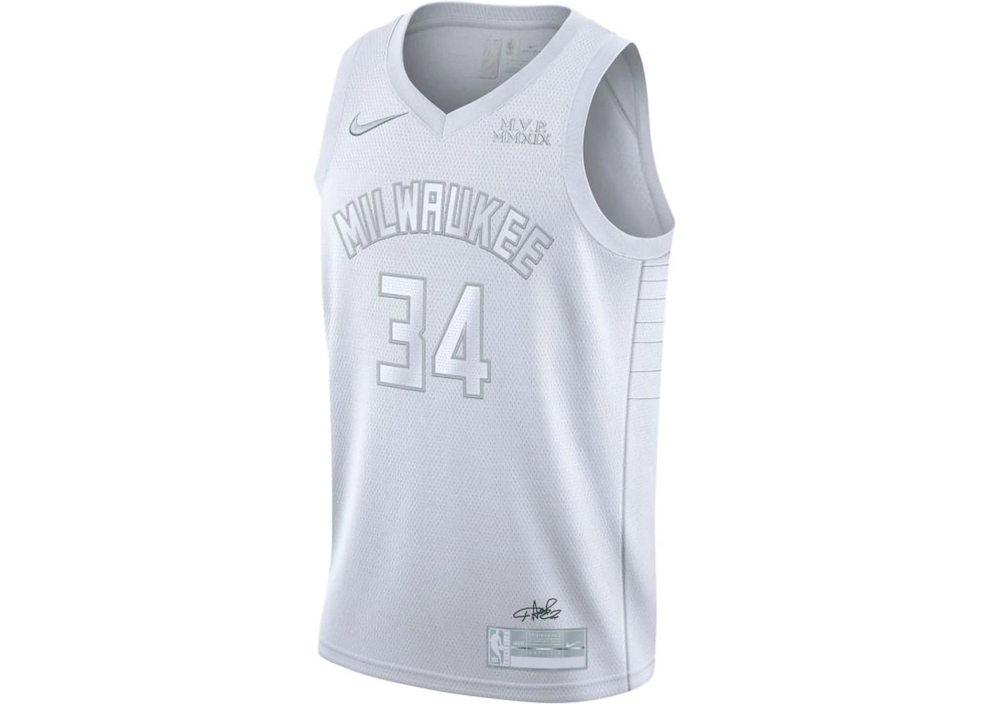 Nike NBA Milwaukee Bucks MVP 34 Antetokounmpo Swingman Jersey White