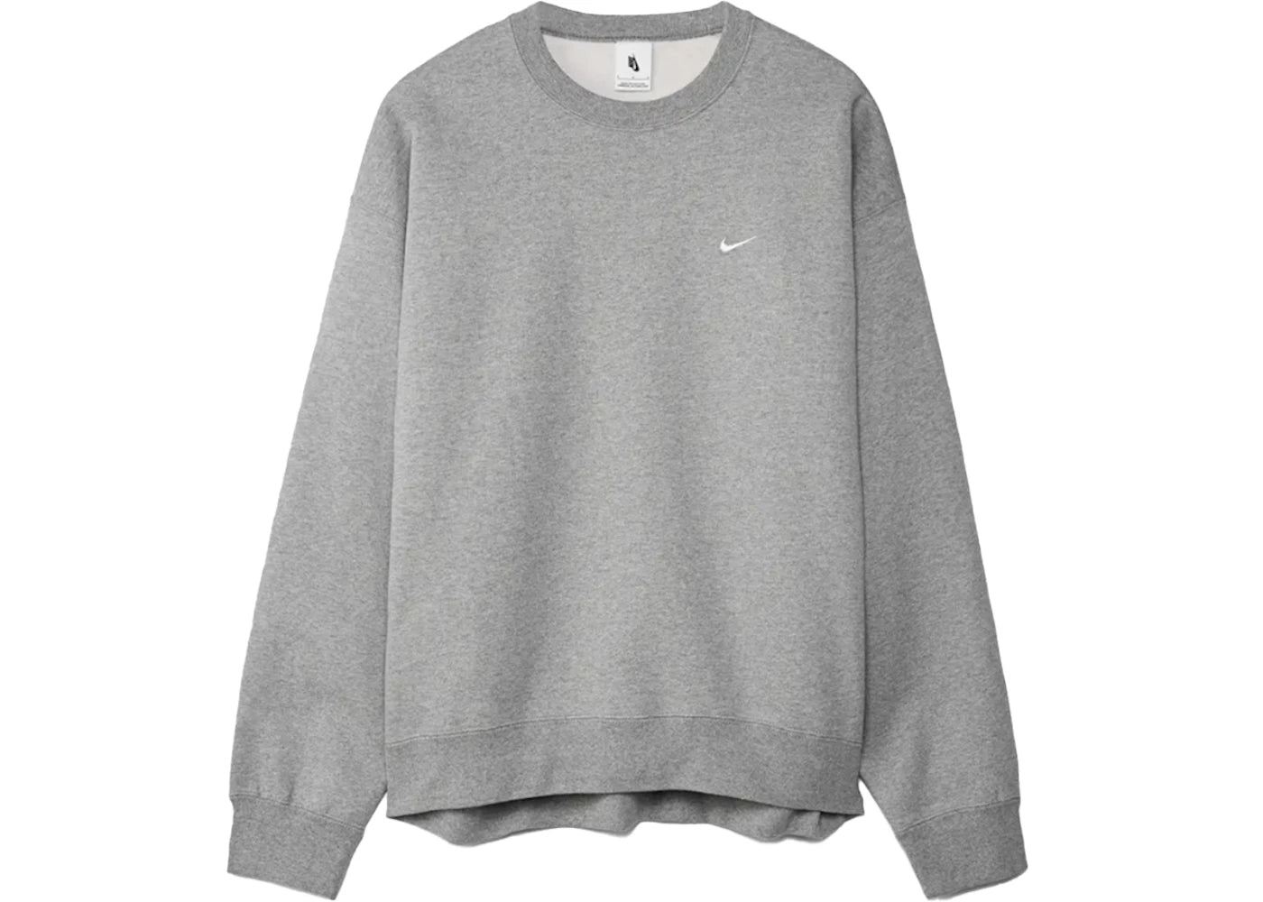 Nike Solo Swoosh Fleece Crewneck Dark Grey Heather/White