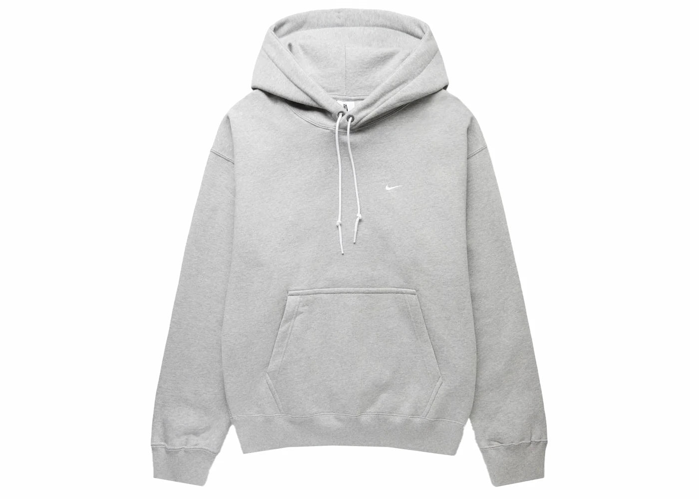 Nike Solo Swoosh Fleece Pullover Hoodie Dark Grey Heather/White