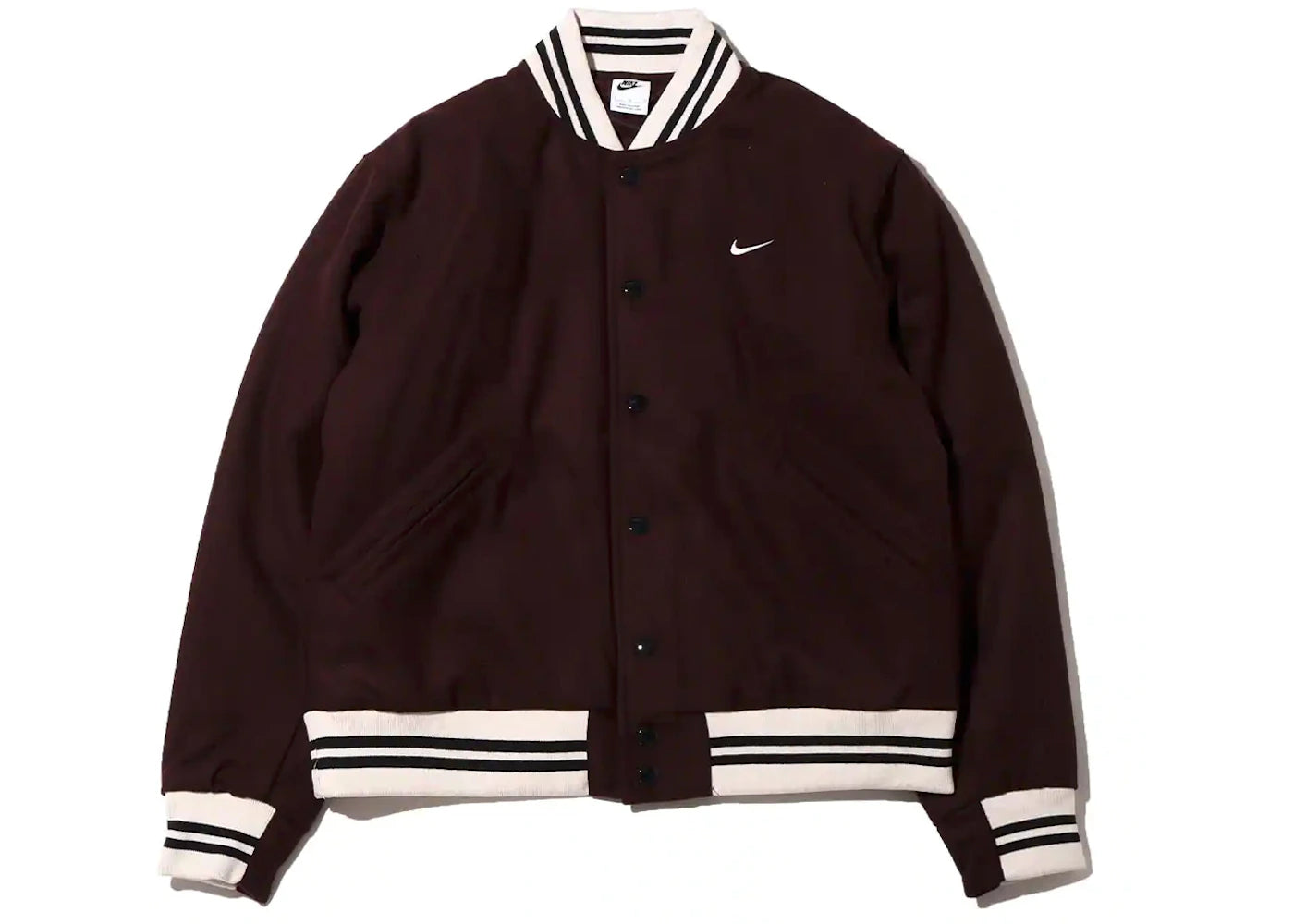 Nike Sportswear Authentics Varsity Jacket (Asia Sizing) Brown Basalt/White