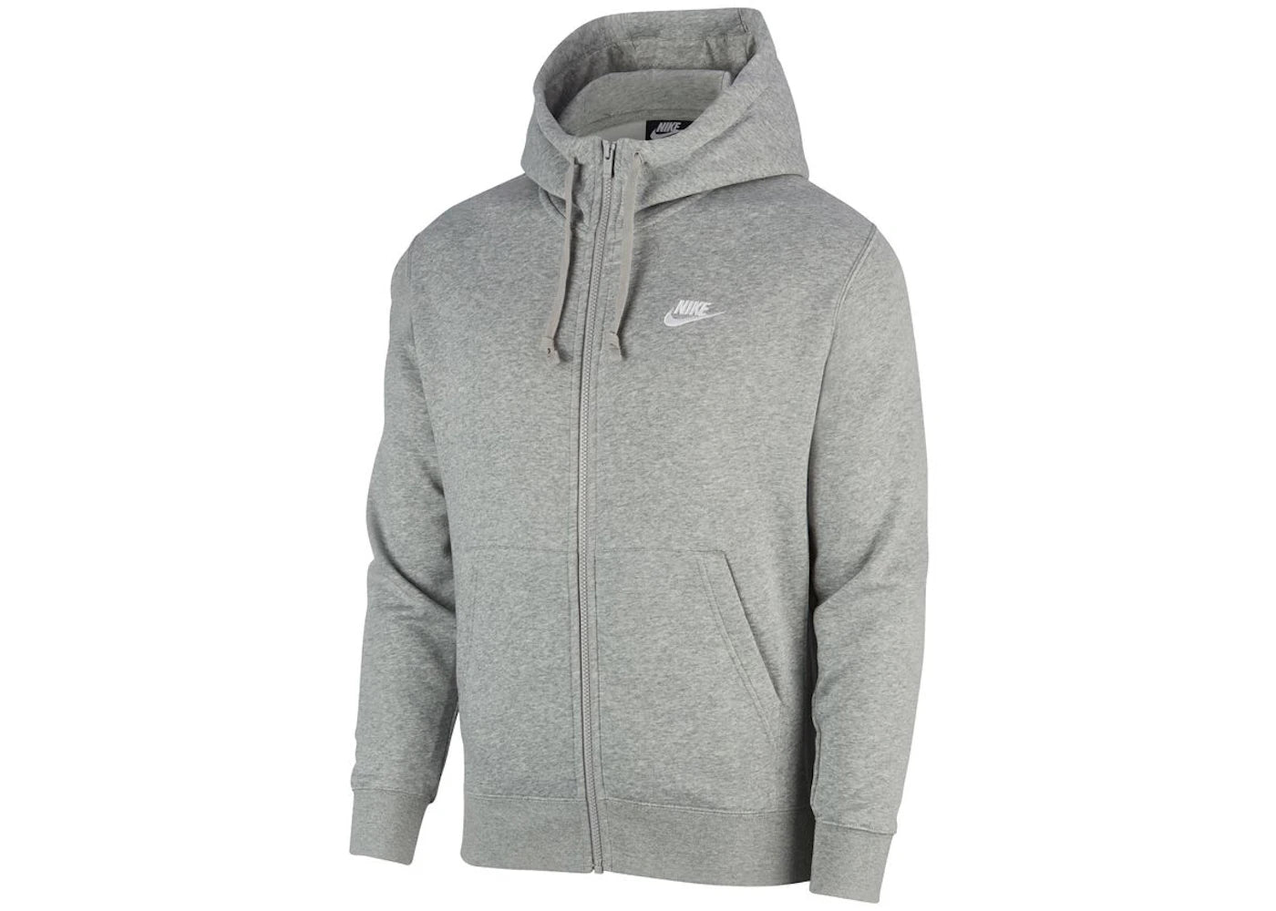 Nike Sportswear Club Fleece Full-Zip Hoodie Dark Grey Heather/Matte Silver/White