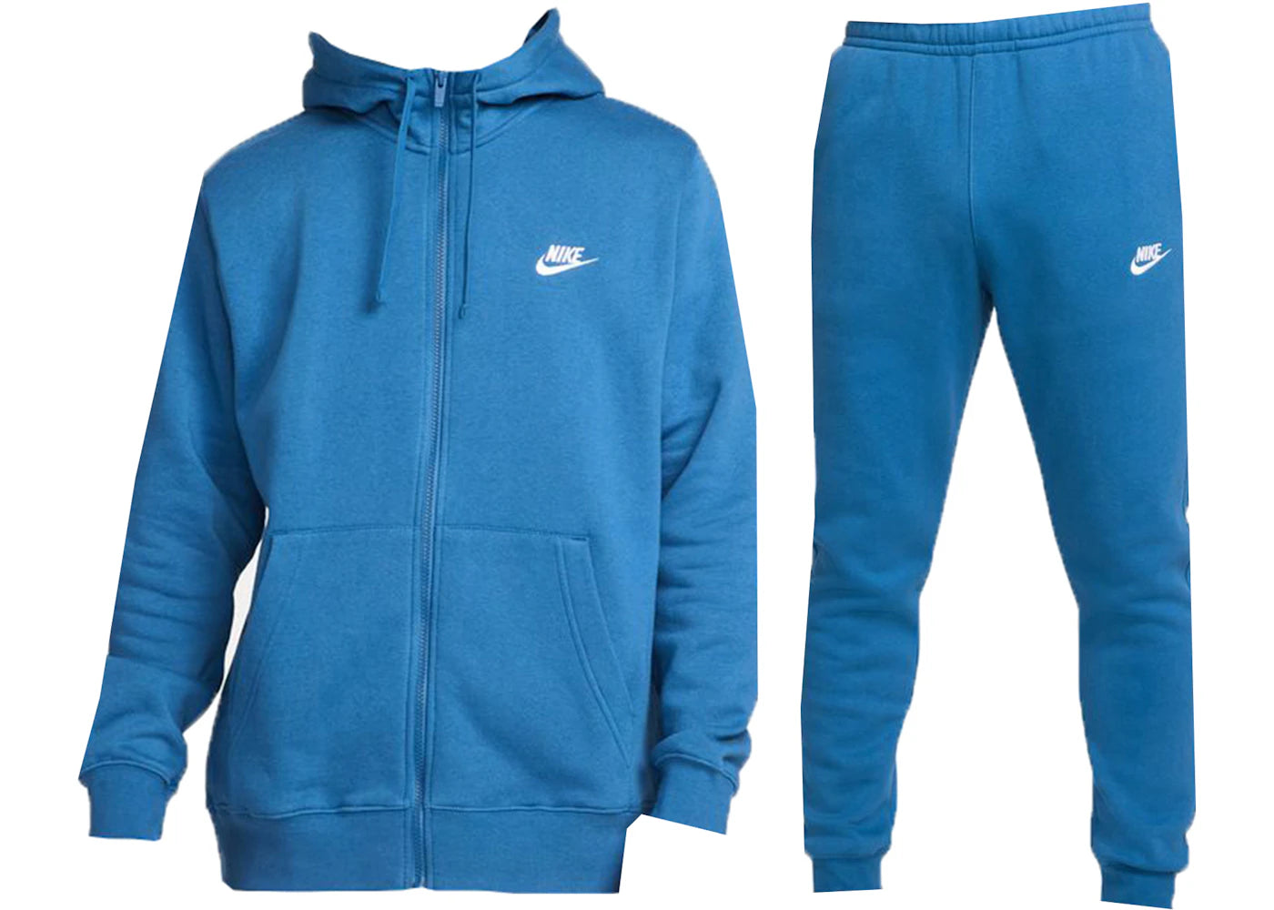 Nike Sportswear Club Fleece Full-Zip Hoodie & Joggers Set Dark Marina Blue/Dark Marina Blue/White