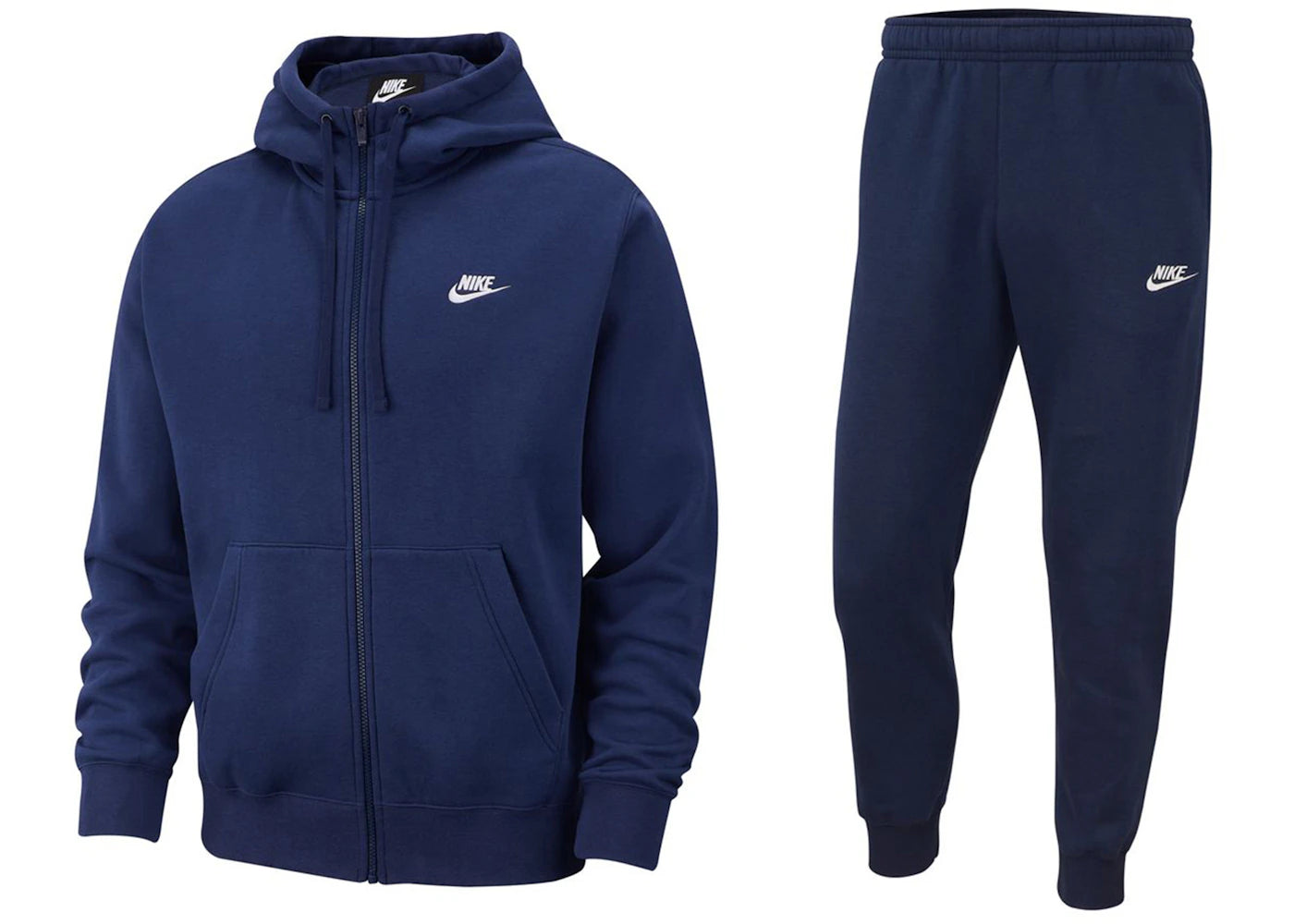 Nike Sportswear Club Fleece Full-Zip Hoodie & Joggers Set Midnight Navy/Midnight Navy/White