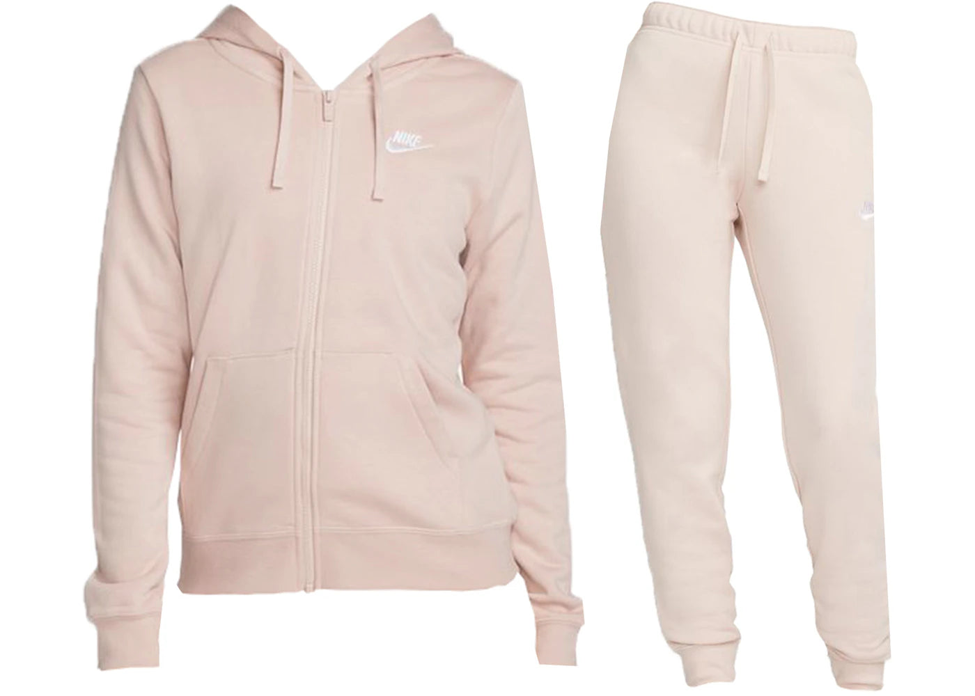 Nike Sportswear Club Fleece Full-Zip Hoodie & Joggers Set Pink Oxford/White