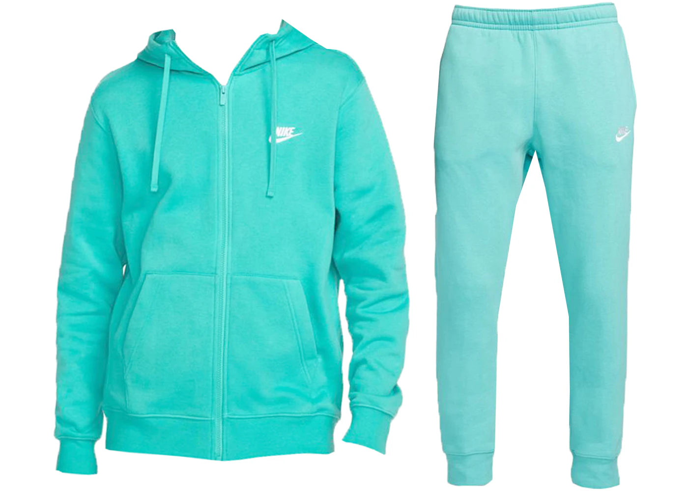 Nike Sportswear Club Fleece Full-Zip Hoodie & Joggers Set Washed Teal/Washed Teal/White