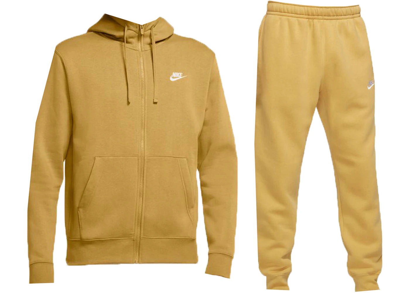 Nike Sportswear Club Fleece Full-Zip Hoodie & Joggers Set Wheat Gold/Wheat Gold/White