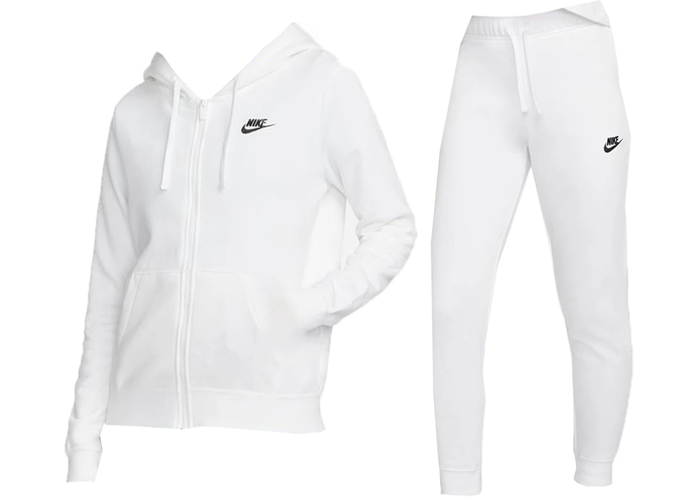 Nike Sportswear Club Fleece Full-Zip Hoodie & Joggers Set White/Black