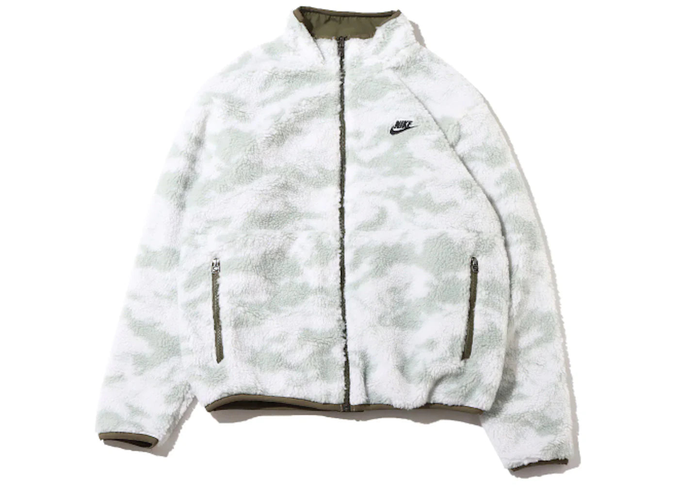 Nike Sportswear Club Fleece Plus Reversible Winterized Top Jacket Medium Olive/Black
