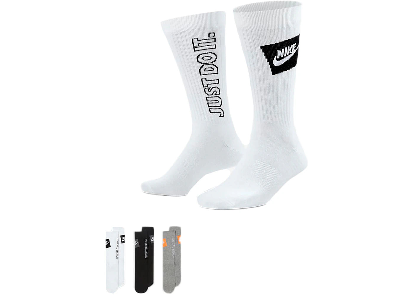 Nike Sportswear Everyday Essential Crew Socks (3 Pairs) White/Black/Grey