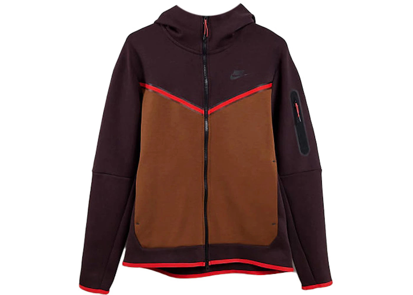 Nike Sportswear Tech Fleece Full-Zip Hoodie Brown Basalt/Pecan/Chile Red/Black
