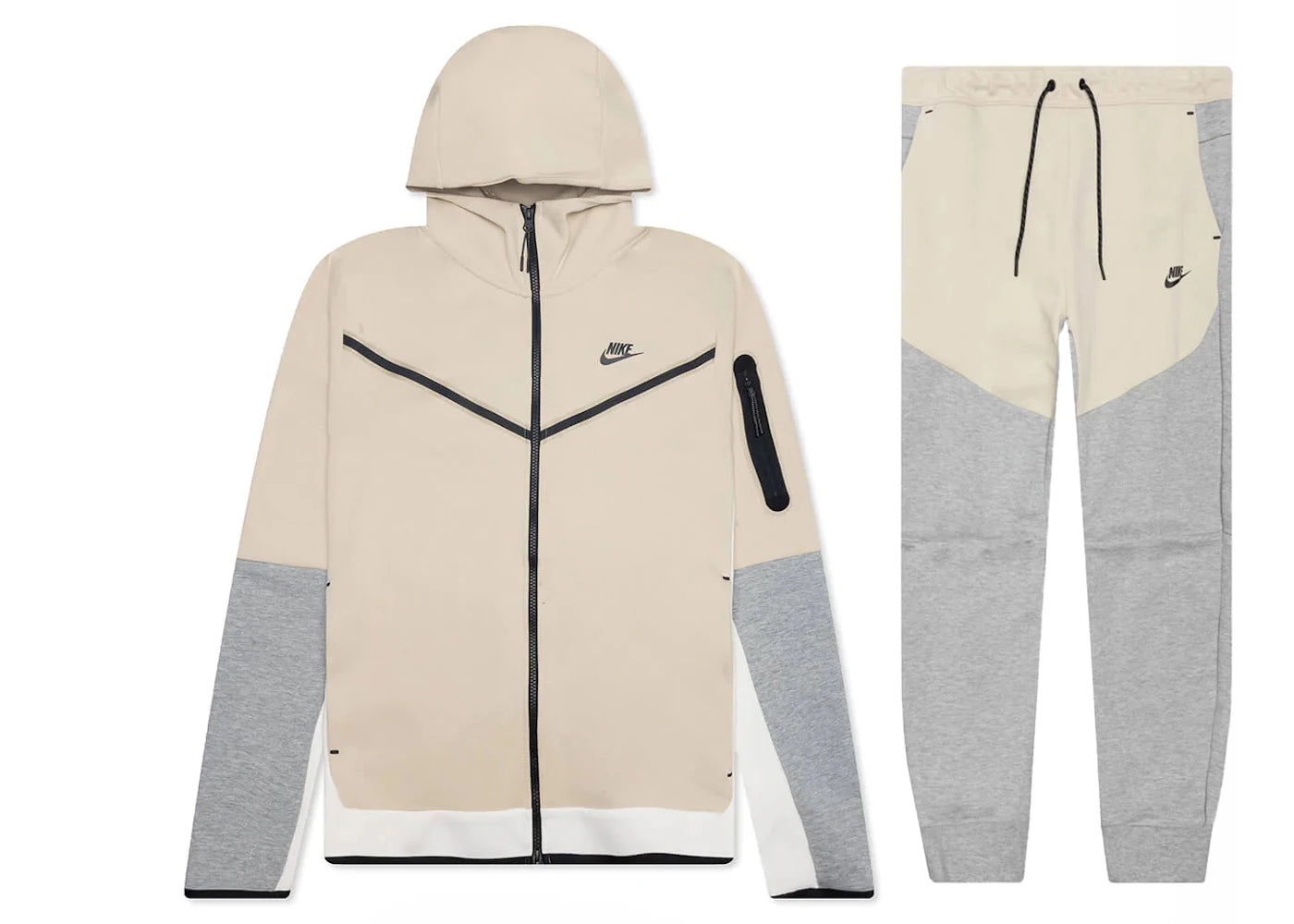 Nike Sportswear Tech Fleece Full Zip Hoodie & Joggers Set Dark Heather Grey/Rattan/Black