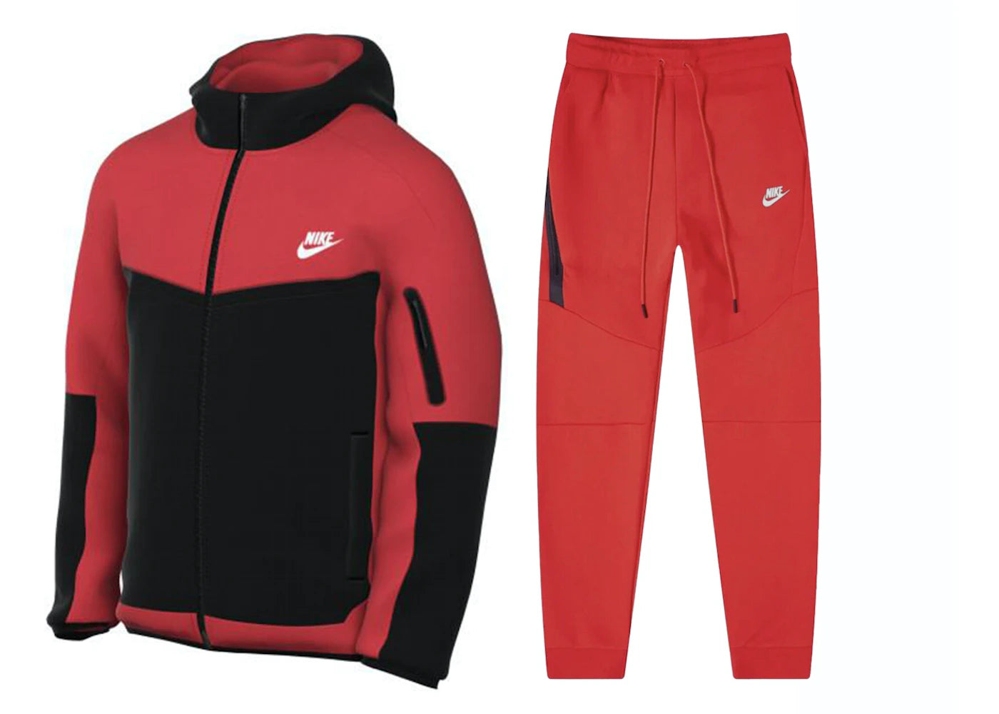 Nike Sportswear Tech Fleece Full Zip Hoodie & Joggers Set Light Crimson/Black/White