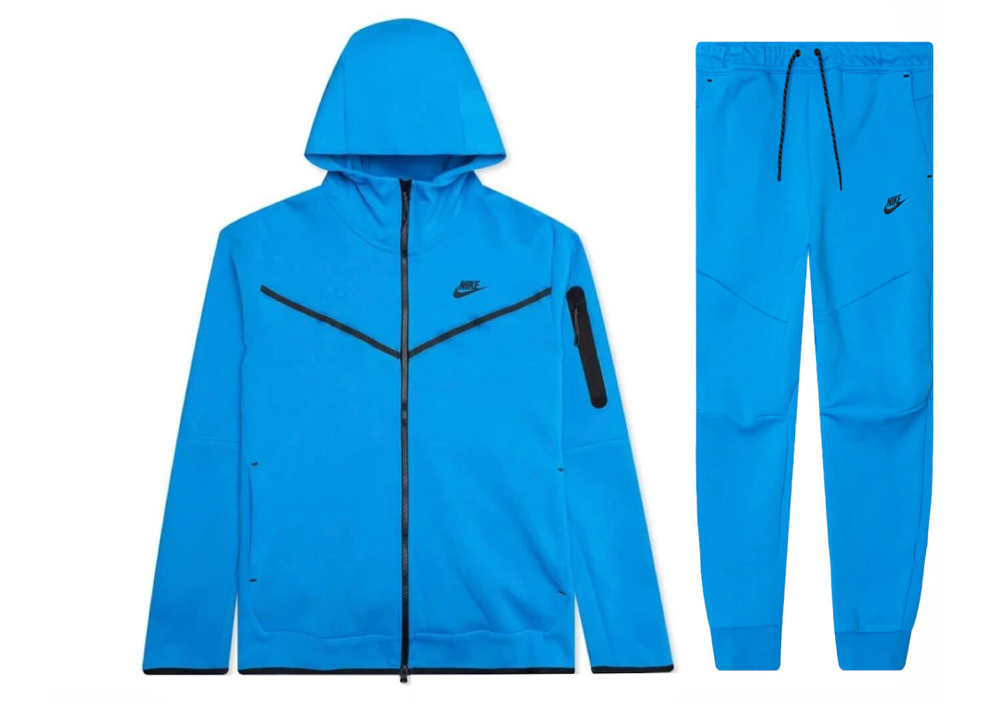 Nike Sportswear Tech Fleece Full Zip Hoodie & Joggers Set Light Photo Blue/Black