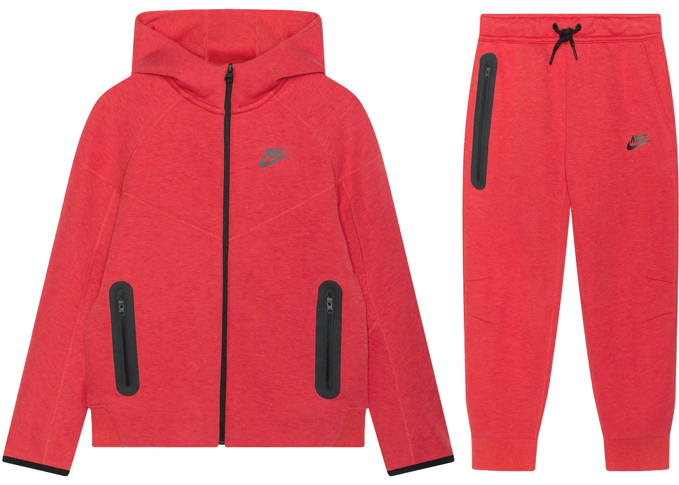 Nike Sportswear Tech Fleece Full-Zip Hoodie & Joggers Set Light University Red Heather/Black/Black